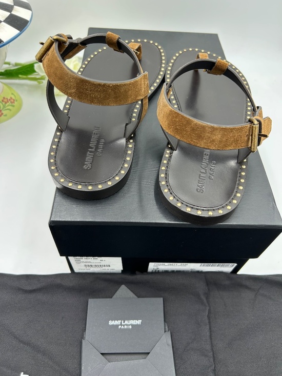 Men’s Saint Laurent CASSANDRE YSL Studded Sandals   Size 42.5/9.5 US main image 5